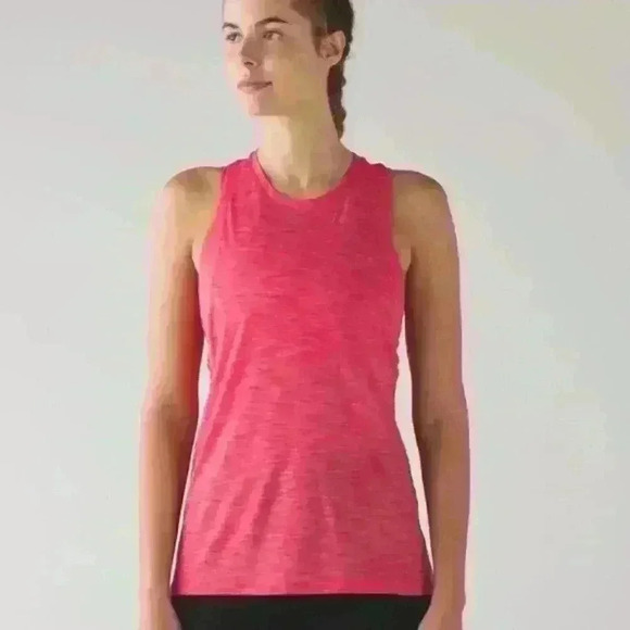 Lululemon Work The Circuit Tank Heathered Lush Coral Workout Top With Sports Bra - Picture 2 of 14